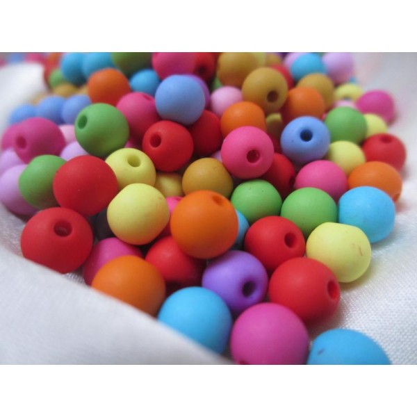 Lot de 200 perles rondes 8 mm,acryliques mixe couleurs - Photo n°1