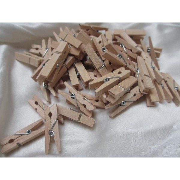 Lot ECO de 100 mini pinces à linges bois 35 mm - Photo n°1