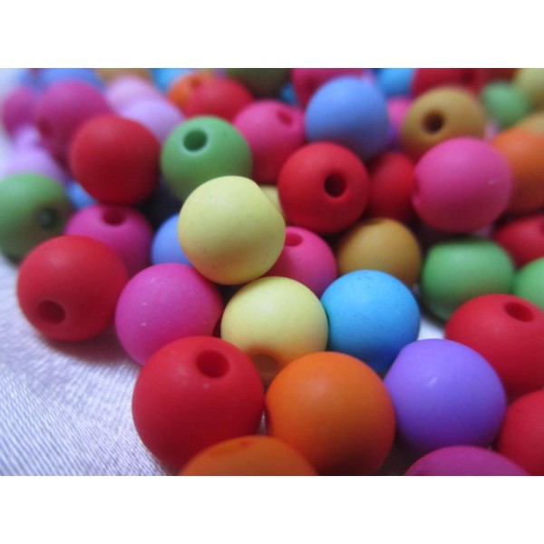 Lot de 100 jolies perles acryliques mixe couleurs 8 mm - Photo n°3