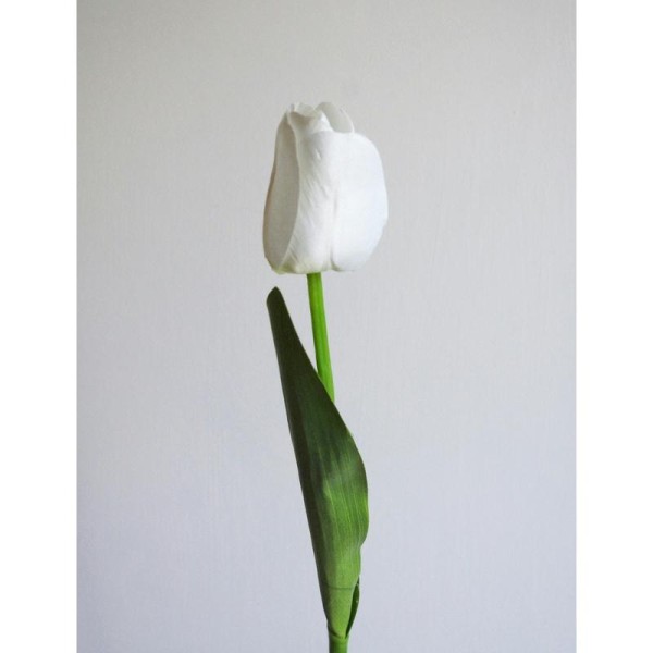 Tulipe artificielle de Hollande blanche H55cm fausse fleur en tergal H7cm - Photo n°2