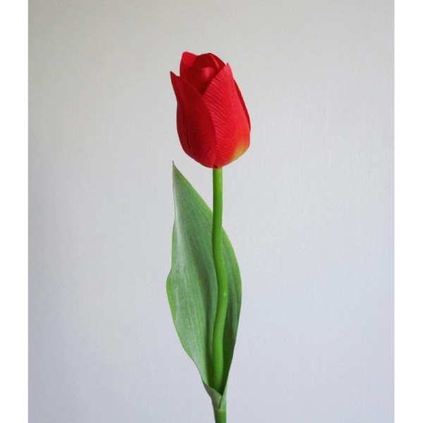 Tulipe artificielle de Hollande rouge H55cm fausse fleur en tergal H7cm - Photo n°2