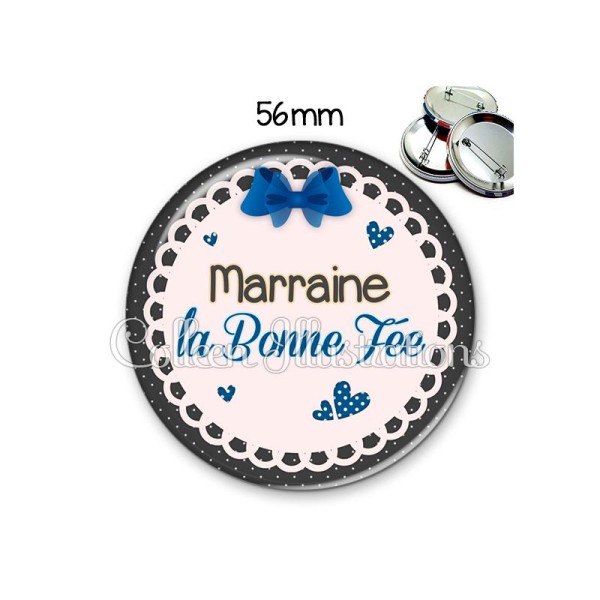 Badge 56mm Marraine ma bonne fée - Photo n°1