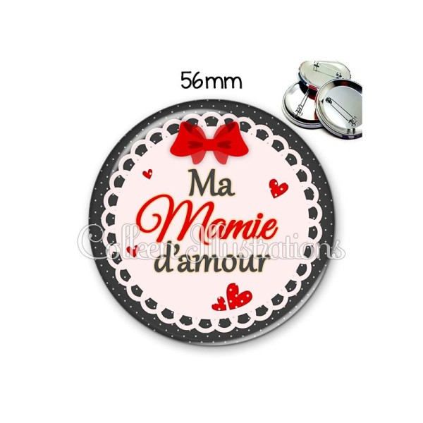 Badge 56mm Mamie d'amour - Photo n°1