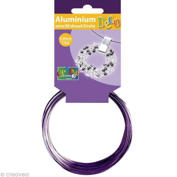 Fil aluminium 0,8 mm fin Lilas x 15 mètres - Photo n°1