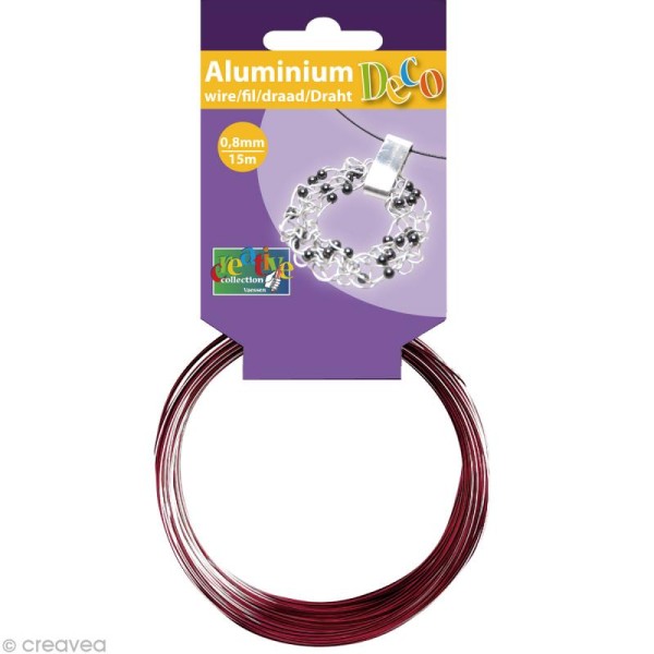 Fil aluminium 0,8 mm fin Rouge x 15 mètres - Photo n°1
