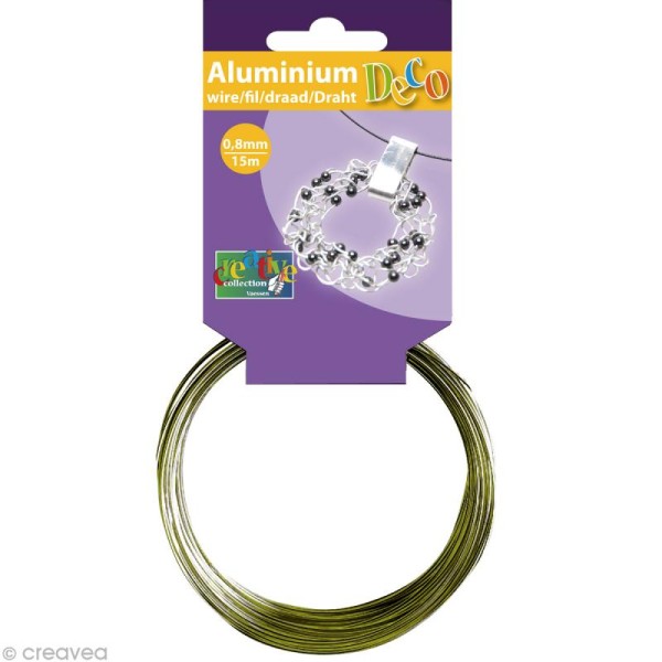 Fil aluminium 0,8 mm fin Vert pomme x 15 mètres - Photo n°1