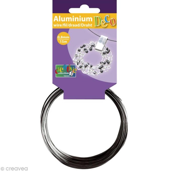 Fil aluminium 0,8 mm fin Anthracite x 15 mètres - Photo n°1