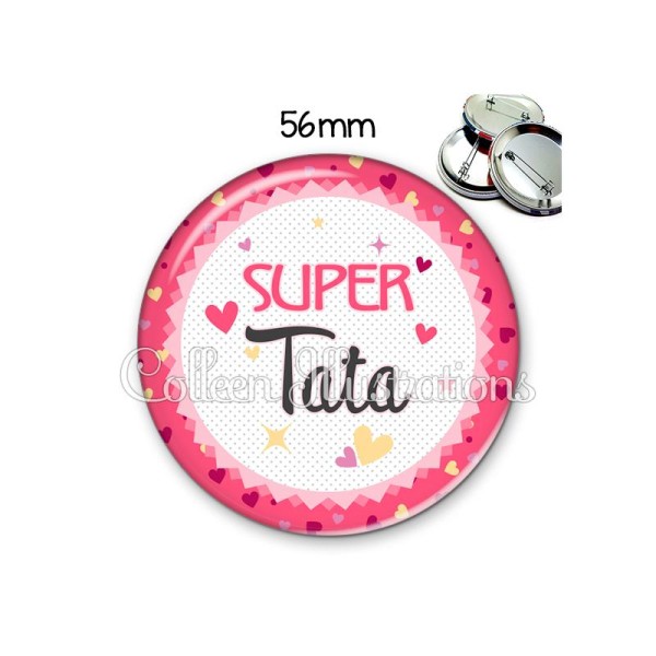 Badge 56mm Super tata - Photo n°1