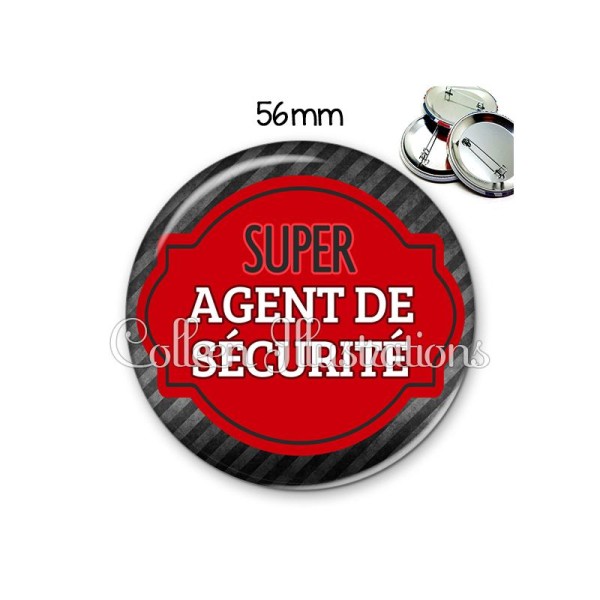 Badge 56mm Super agent de sécurité - Photo n°1
