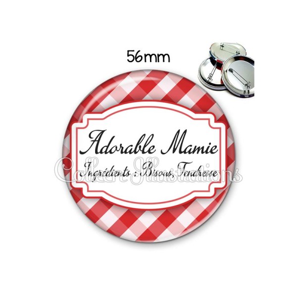 Badge 56mm Mamie adorable - Photo n°1