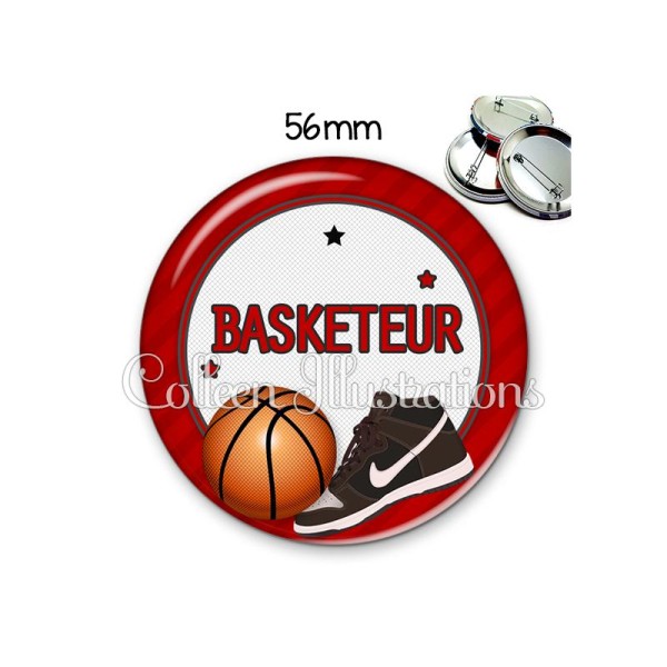 Badge 56mm Basketteur - Photo n°1