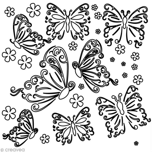 Pochoir scrapbooking 30 x 30 cm - Papillons - Photo n°1