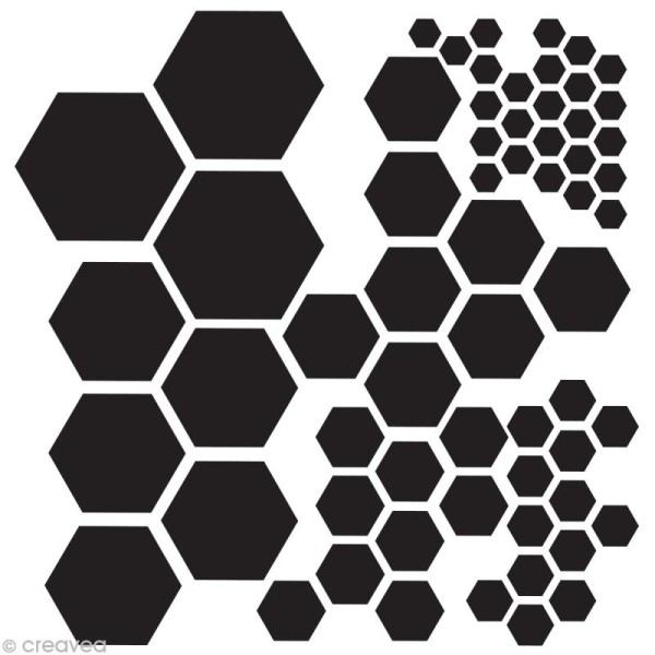 Pochoir scrapbooking 30 x 30 cm - Hexagones - Photo n°1