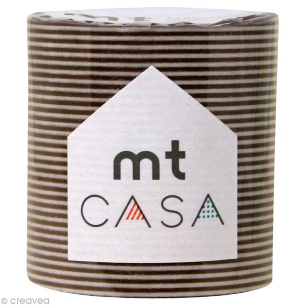 Masking Tape - Casa 50 mm - Rayé Noir et blanc - Border brown 10 m - Photo n°1