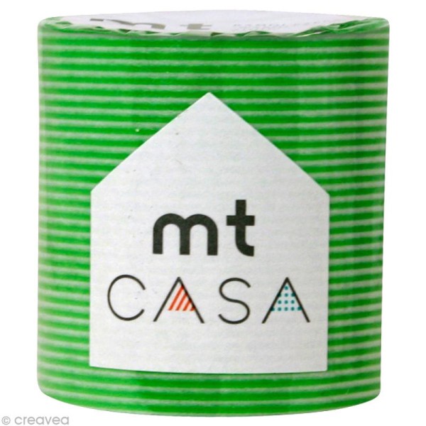 Masking Tape - Casa 50 mm - Rayé Vert - Border green 10 m - Photo n°1