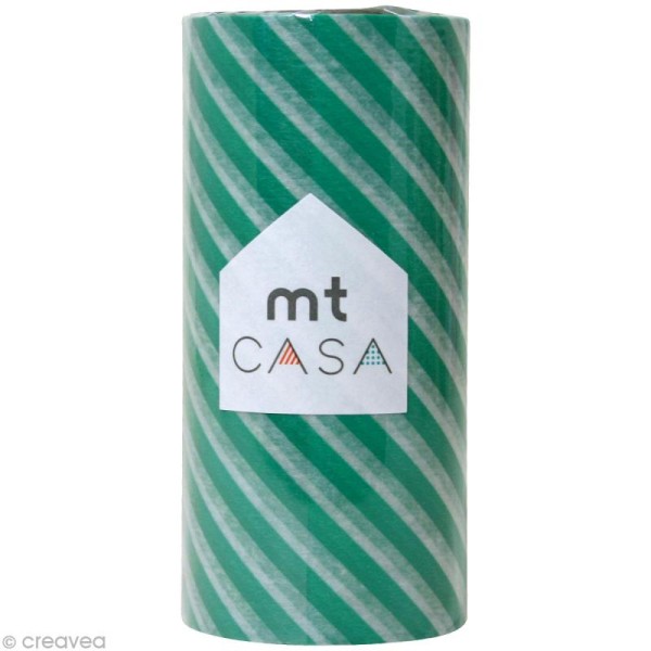 Masking Tape - Casa 100 mm - Rayures Vert - Stripe green 10 m - Photo n°1