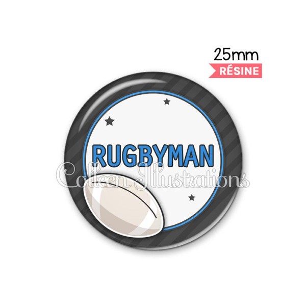 Cabochon en résine epoxy Rugbyman - Photo n°1