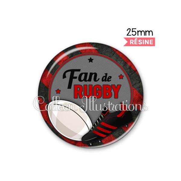 Cabochon en résine epoxy Fan de rugby - Photo n°1
