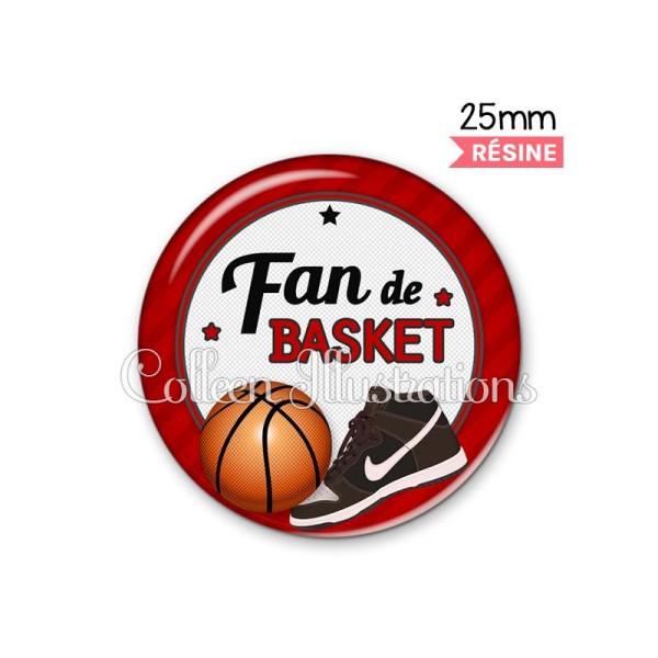 Cabochon en résine epoxy Fan de basket - Photo n°1