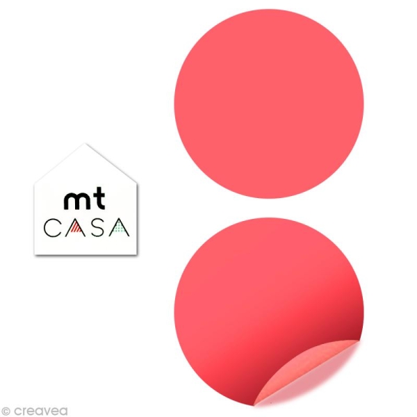 Masking Tape Casa Seal Rond 50 mm - Uni Rose fluo - Shocking red - 10 pièces - Photo n°1