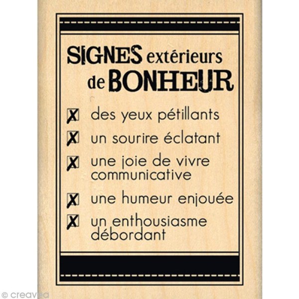 Tampon Bonheur - Signes de bonheur - 8 x 6 cm - Photo n°1