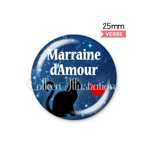 Cabochon en verre Marraine d'amour - Photo n°1