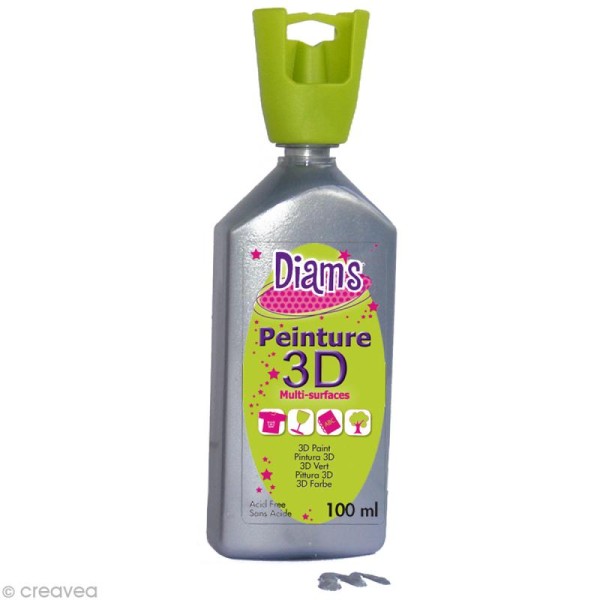 Peinture 3D Diam's 100 ml - Nacré argent - Photo n°1