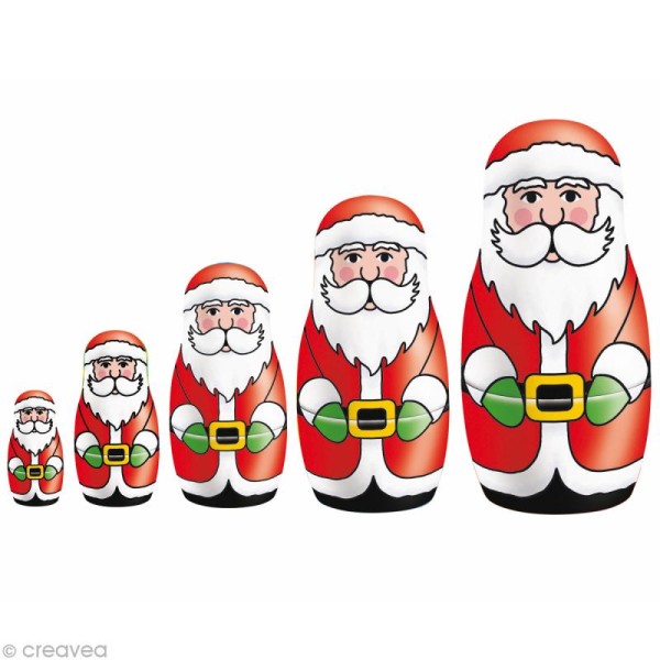 Matryoshka Père Noël - 5 poupées en bois à décorer - Photo n°2