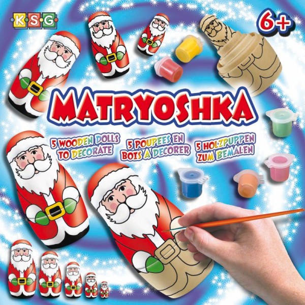 Matryoshka Père Noël - 5 poupées en bois à décorer - Photo n°1