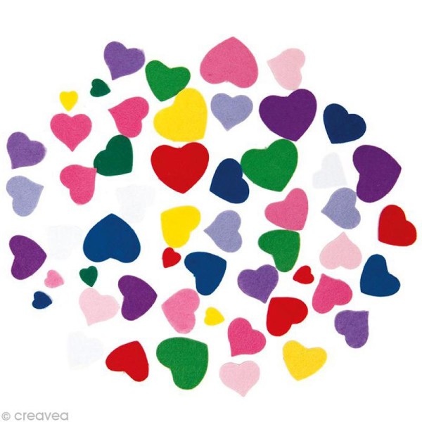 Autocollant feutrine - Coeur multicolore x 20 gr - Photo n°1