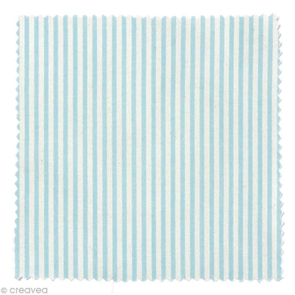 Coupon Tissu Rico Design n°8 - Rayé Bleu et Blanc - 50 x 55 cm - Photo n°1