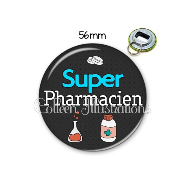 Décapsuleur 56mm Super pharmacien Porte-clés Porte-clefs - Photo n°1