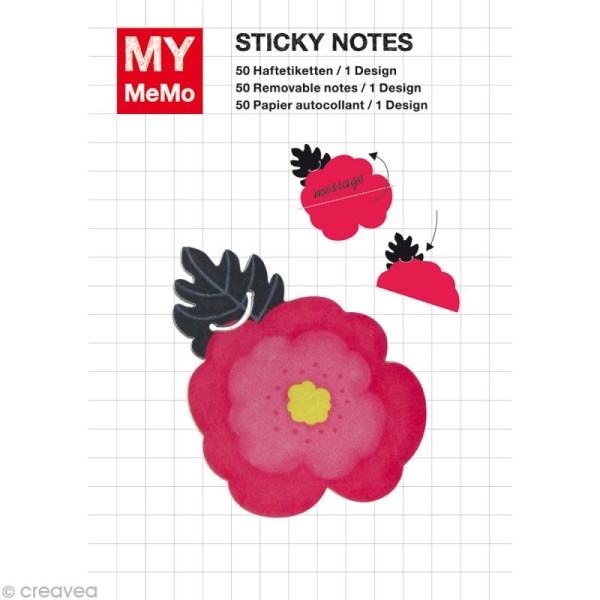 Sticky notes Fleur - Coquelicot x 50 - Photo n°1