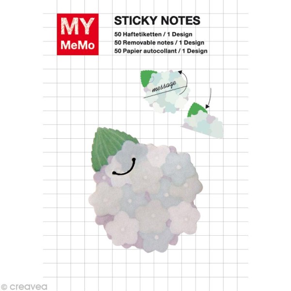 Sticky notes Fleur - Hortensia x 50 - Photo n°1