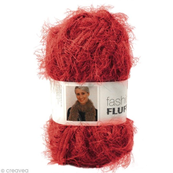 Laine écharpe Fluffy - Rouge 100 g - Photo n°1