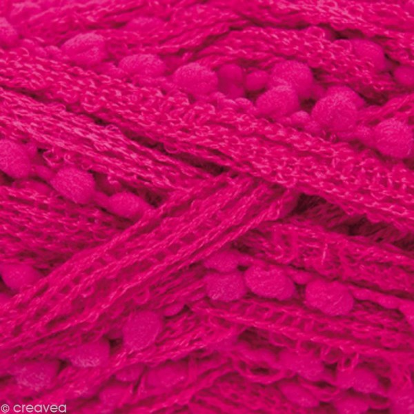 Laine écharpe Loopy pompon - Rose fuchsia 100 g - Photo n°2