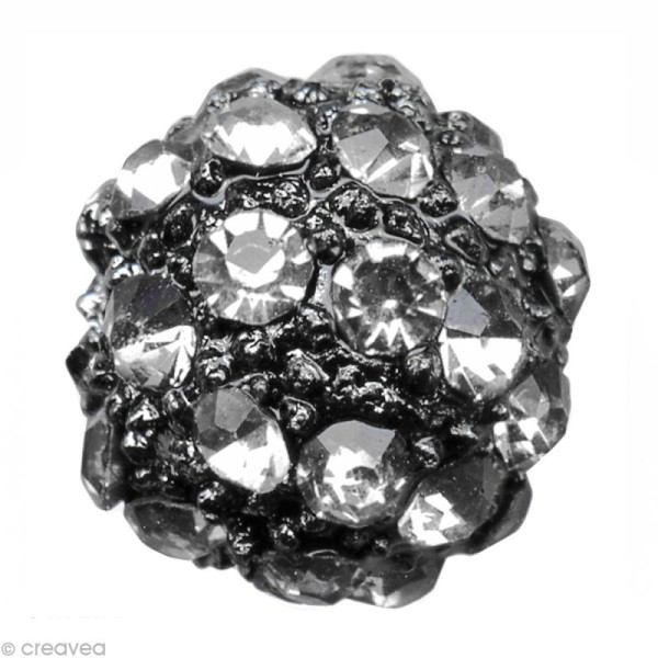Perle Shamballa Strass Métal - 6 mm Crystal - Photo n°1
