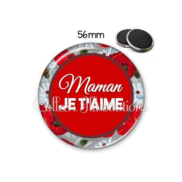 Magnet 56mm Maman je t'aime - Photo n°1