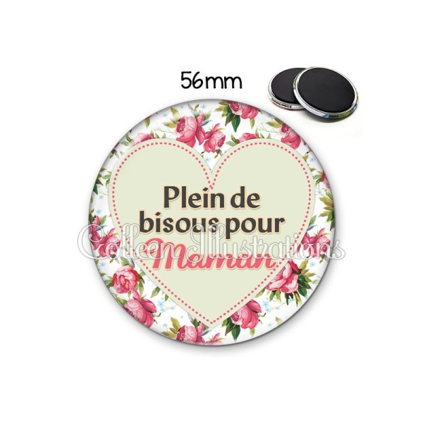 Magnet 56mm Plein de bisous pour maman - Photo n°1