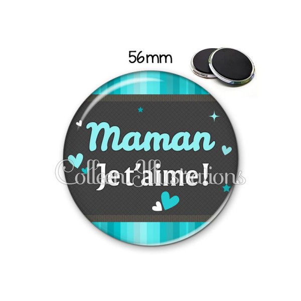 Magnet 56mm Maman je t'aime - Photo n°1