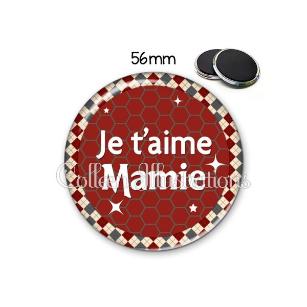 Magnet 56mm Je t'aime mamie - Photo n°1