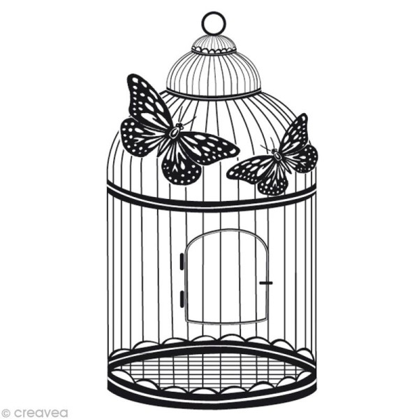 Tampon Mariage - Romantique campagne - Cage à oiseaux - 6 x 4 cm - Photo n°1