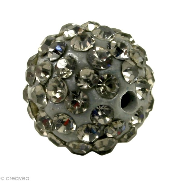 Perle Shamballa 7 mm - Noir diamant - Photo n°1