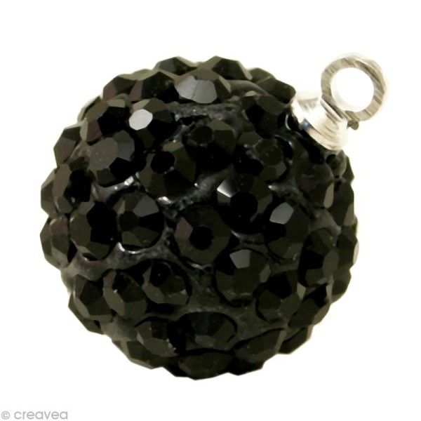 Perle Shamballa pendentif 8 mm - Noir quartz - Photo n°1