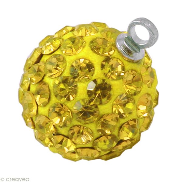 Perle Shamballa pendentif 8 mm - Jaune citrine - Photo n°1