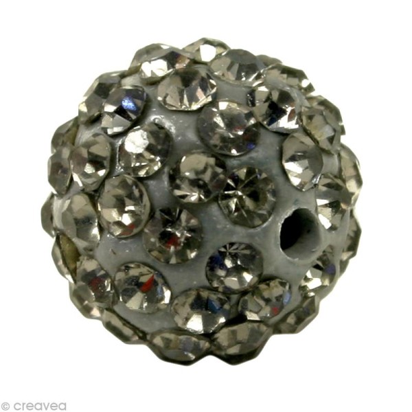 Perle Shamballa 10 mm - Noir diamant - Photo n°1