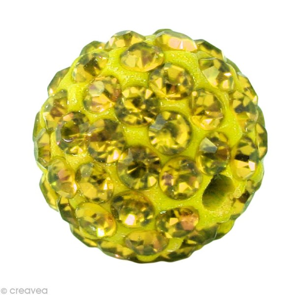 Perle Shamballa 10 mm - Jaune citrine - Photo n°1