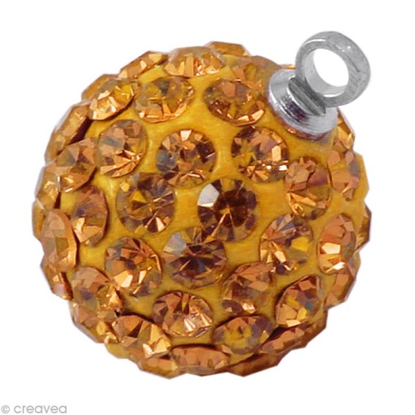 Perle Shamballa pendentif 10 mm - Jaune topaze - Photo n°1