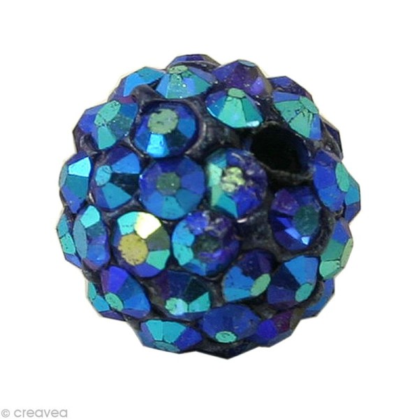 Perle Shamballa 7 mm - Bleu saphir hologramme - Photo n°1