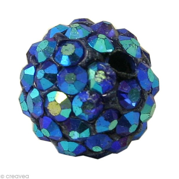 Perle Shamballa 10 mm - Bleu saphir hologramme - Photo n°1